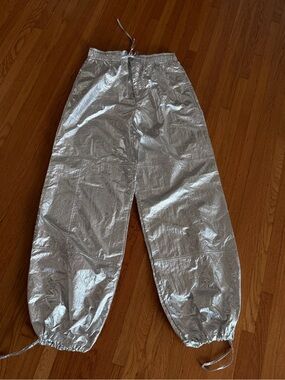 ZARA silver metallic balloon pants
